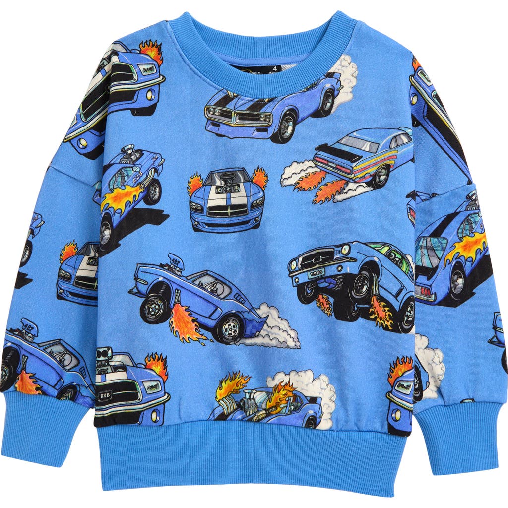 Rock Your Baby Kids' Car Print Cotton Sweatshirt in Blue