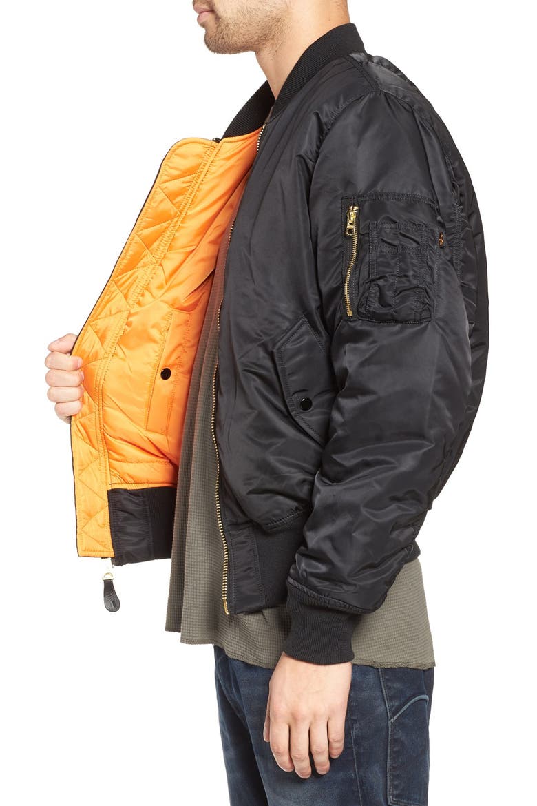'MA-1' Slim Fit Bomber Jacket, Alternate, color, BLACK