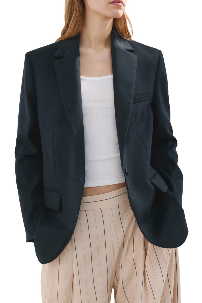Notch Lapel Blazer, Main, color, NAVY