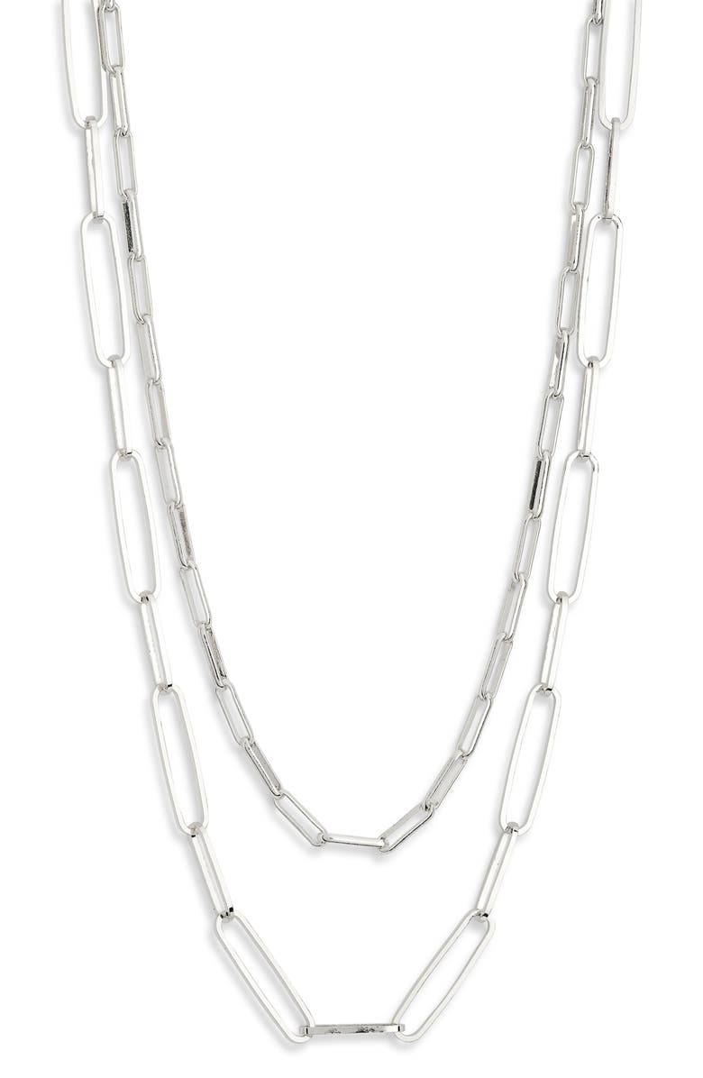 NORDSTROM RACK Set of Two Mixed Chain Necklaces, Main, color, Silver