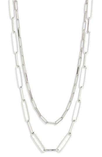 Nordstrom Rack Set Of Two Mixed Chain Necklaces In Silver