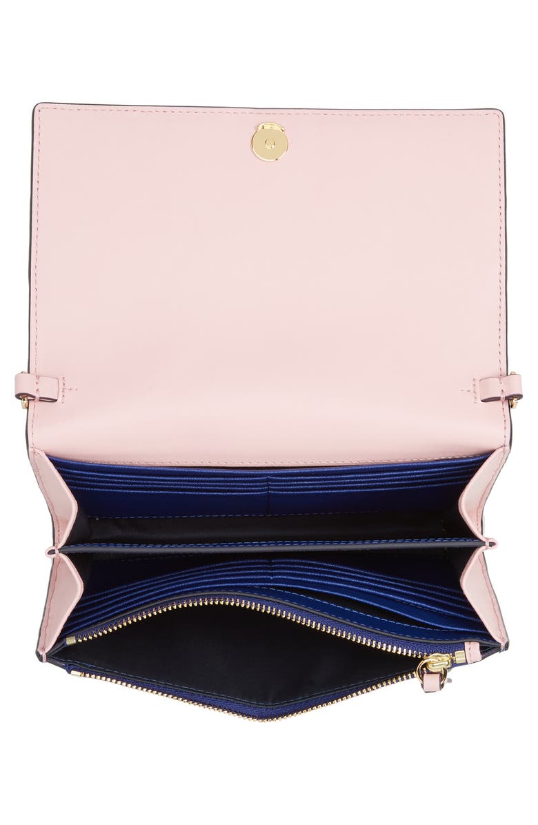 Tory Burch Robinson Colorblock Leather Wallet on a Chain, Alternate, color, 