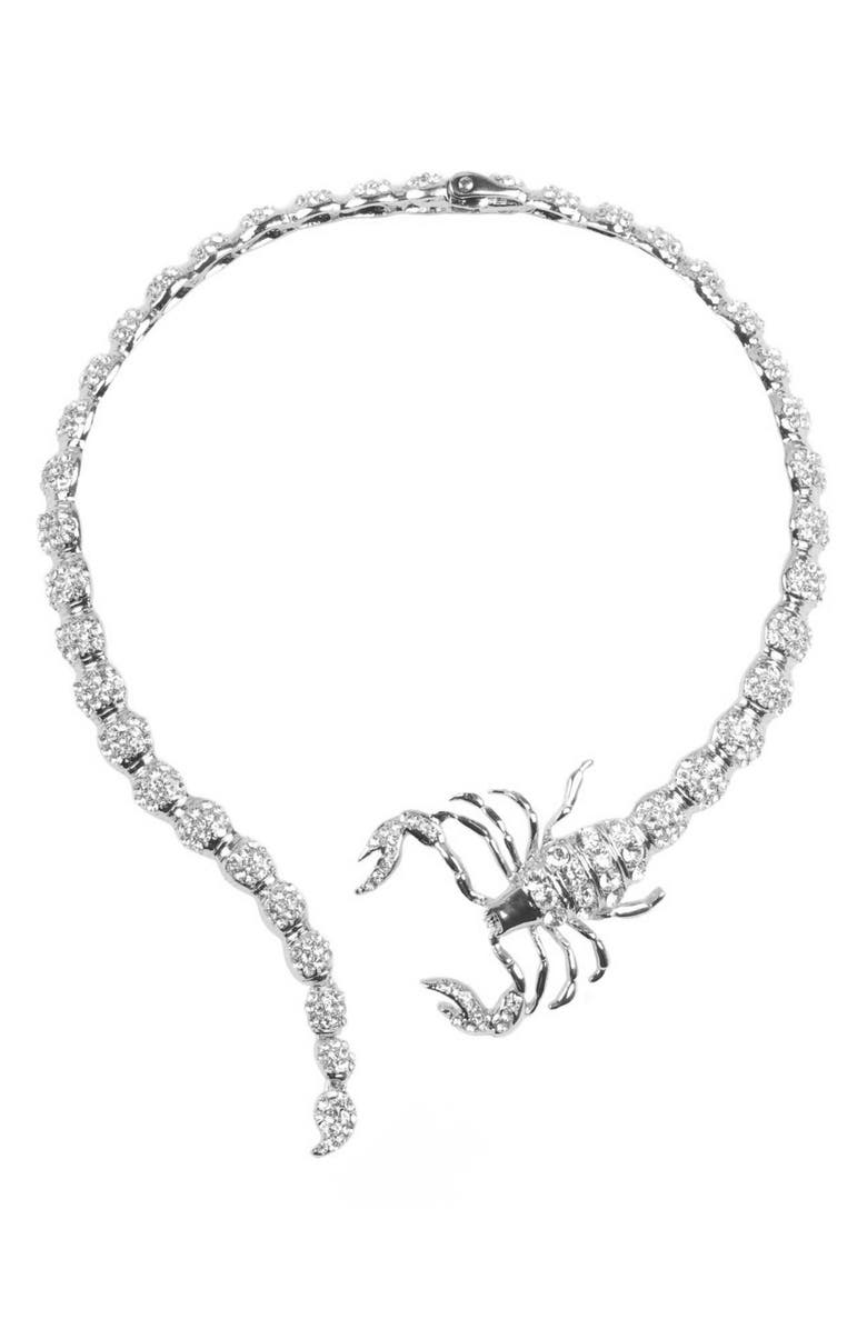 EYE CANDY LOS ANGELES Pavé Crystal Scorpion Cuff Necklace, Main, color, 