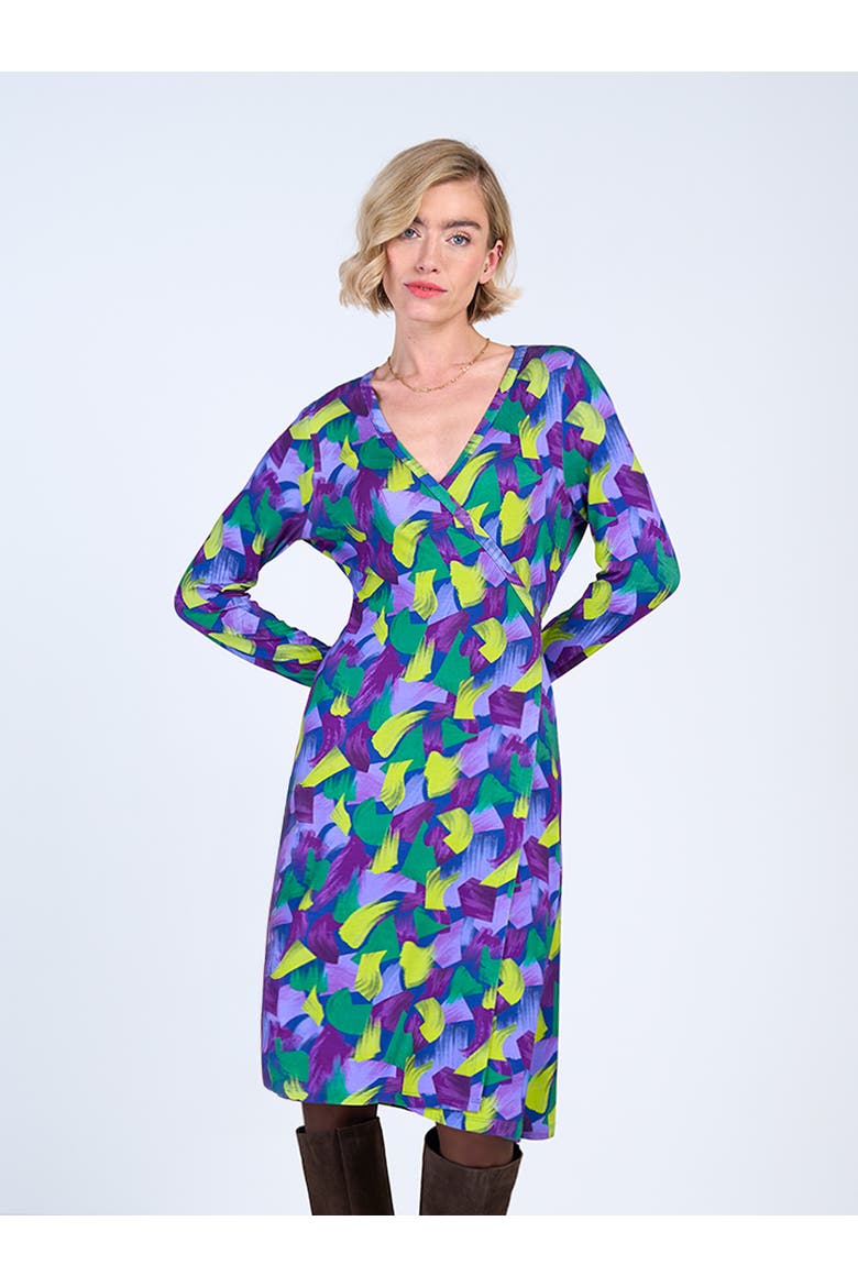 Long Sleeve Printed Wrap Dress, Main, color, Spring Geo