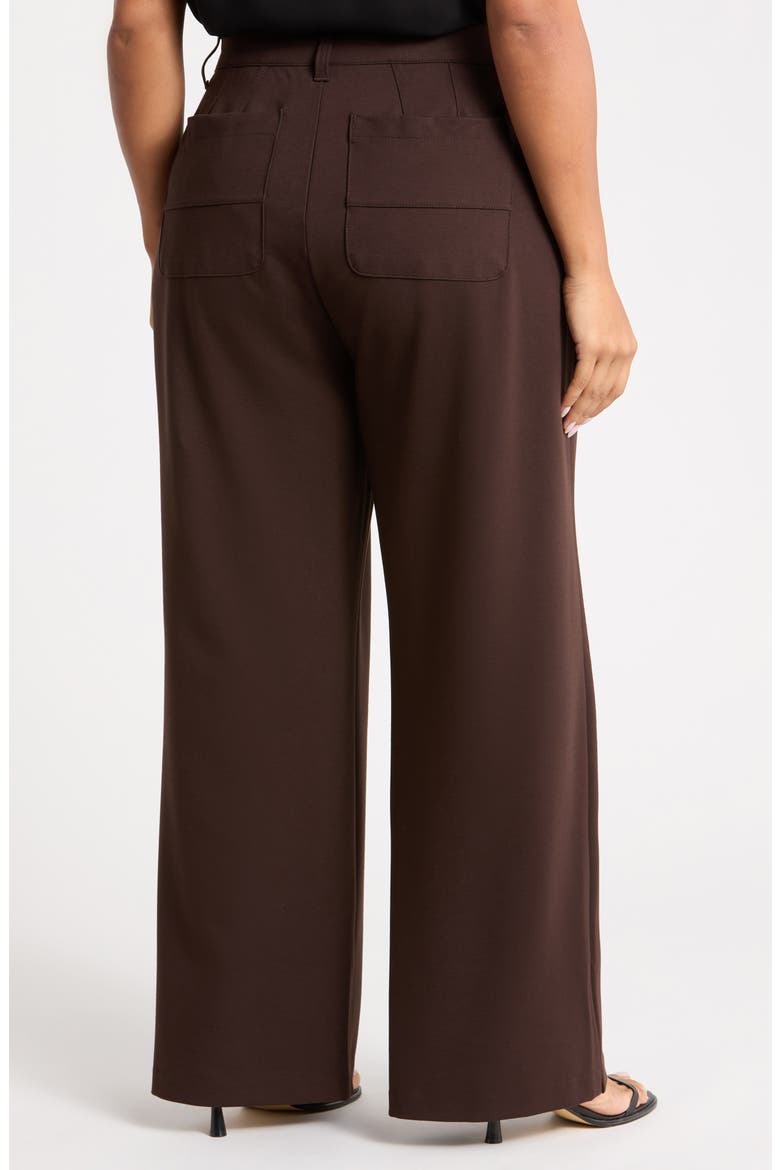 Skyrise Flat Front Wide Leg Pants, Alternate, color, BROWN