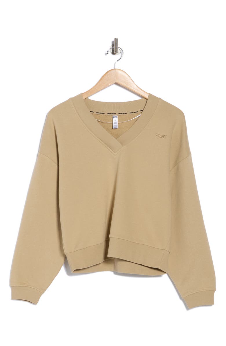 DKNY Embroidered Logo Pullover Sweatshirt, Alternate, color, Travertine