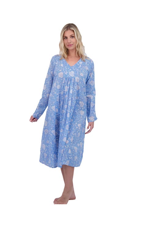 Women's "Le Reve" St Barth Caftan Blue Floral