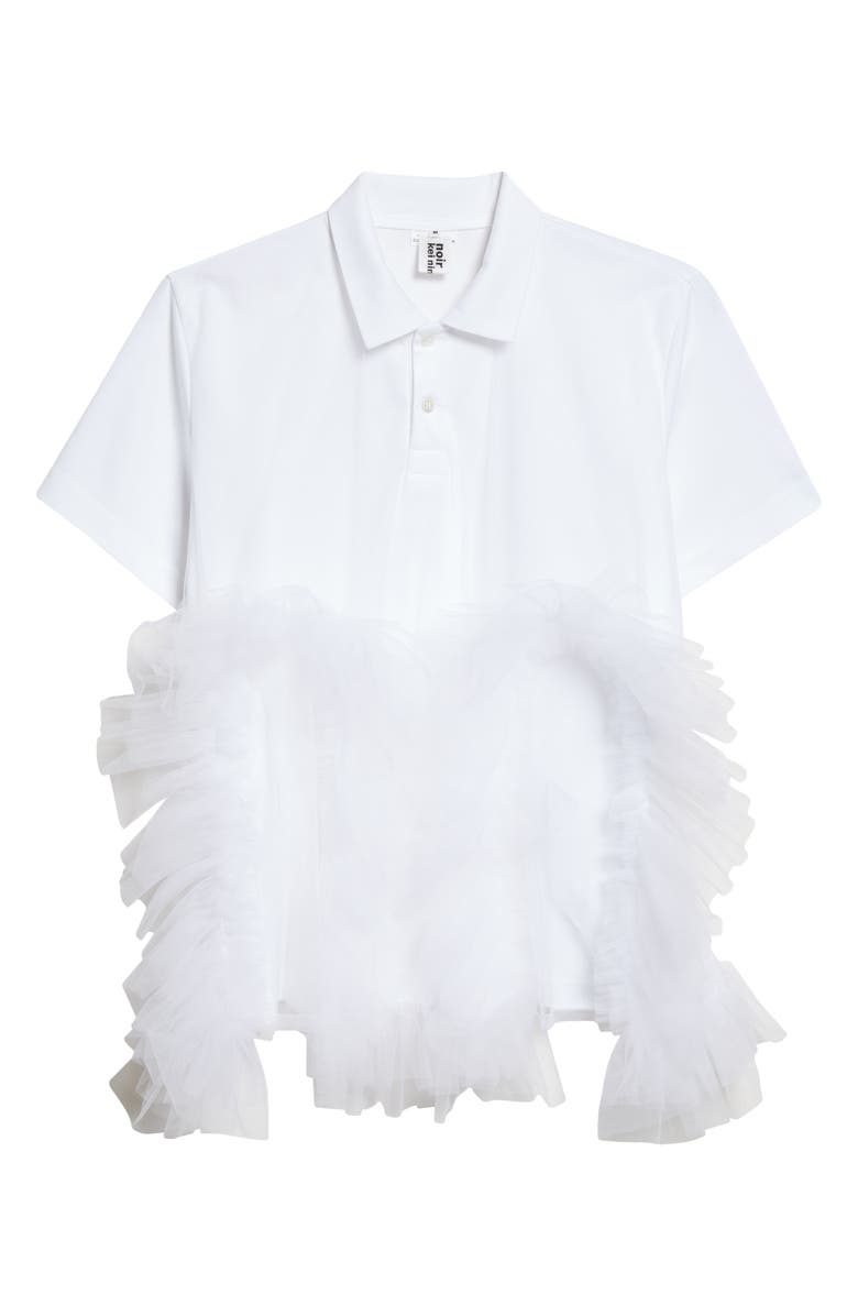 Noir Kei Ninomiya Cotton Ponte & Tulle Polo, Main, color, White