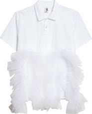 Noir Kei Ninomiya Cotton Ponte & Tulle Polo