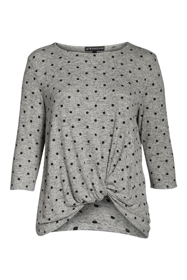 Gibson Twist Front Top, Alternate, color, HEATHER GREY DOT