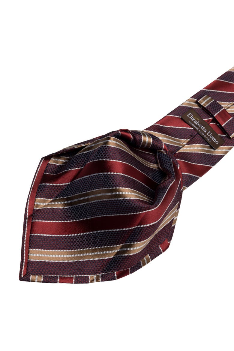 Vesuvio - Silk Jacquard Tie for Men, Alternate, color, Red and Burgundy