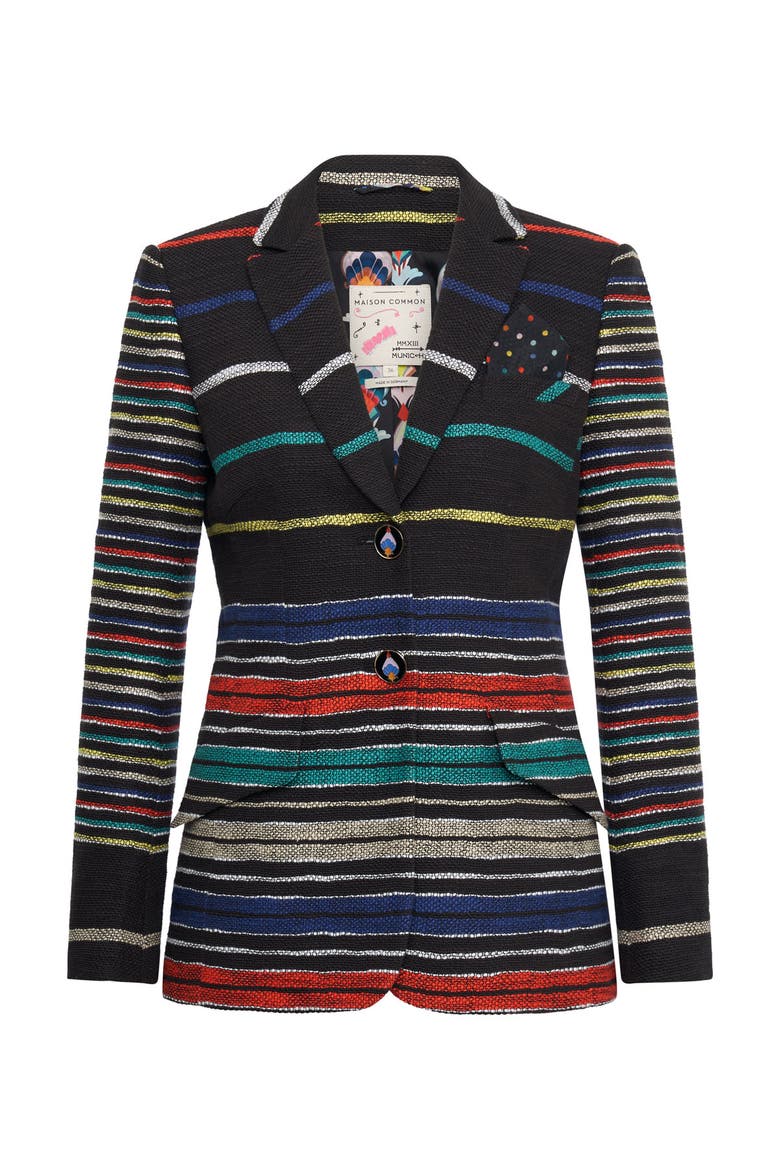 Striped Blazer With Printed Lining Degrade stripes - Design, Main, color, Black Multicolour