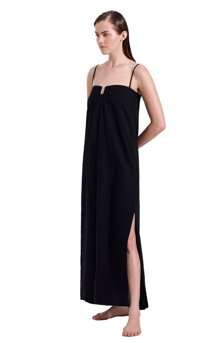 Luma Gottex La Mar U Wire Midi Dress Cover-Up, Alternate, color, Black