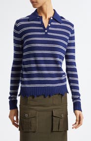 Shushu/Tong Deconstructed Stripe Wool Polo Sweater