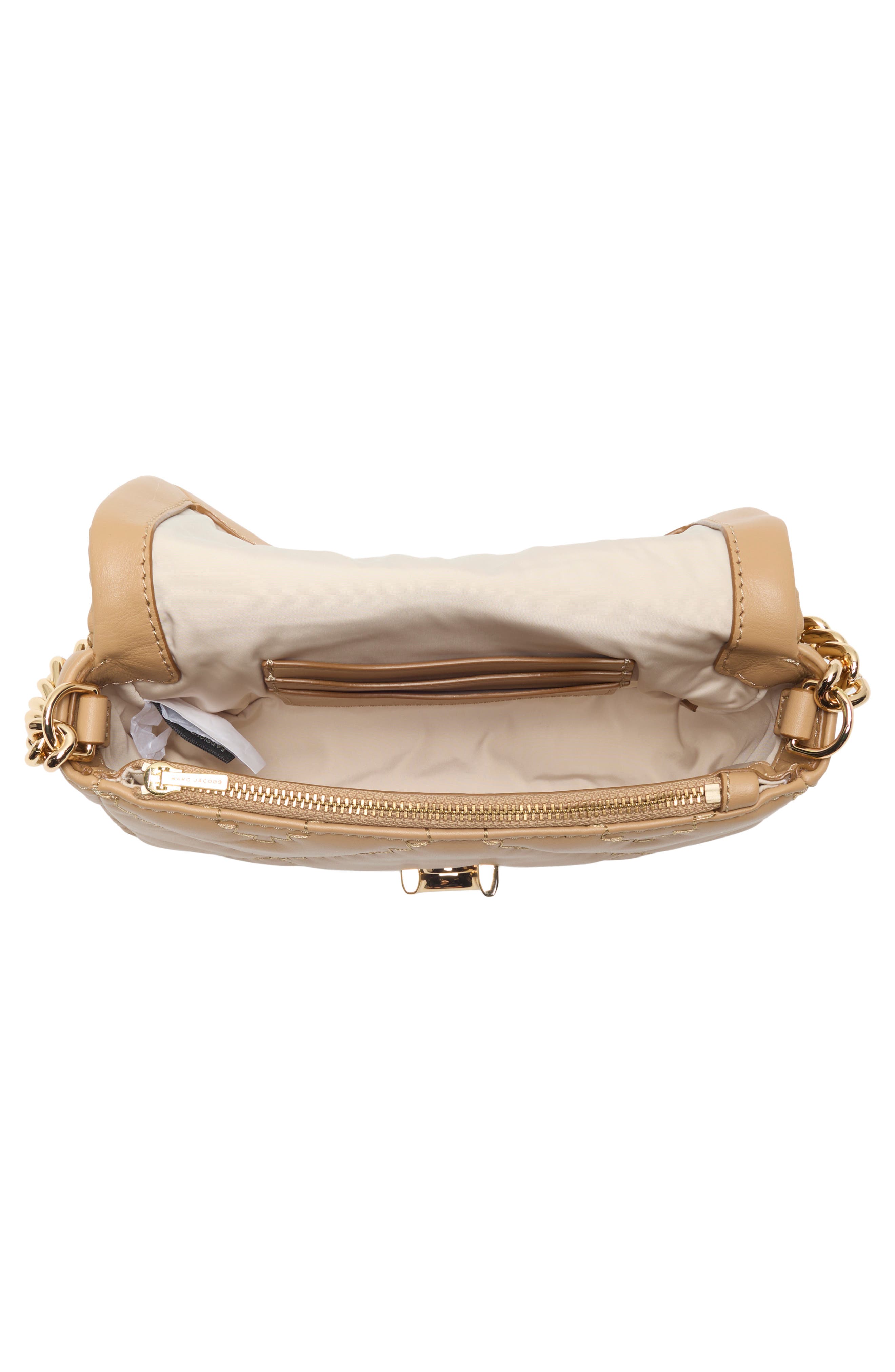The Mini Quilted Leather Shoulder Bag, Alternate, color, CAMEL