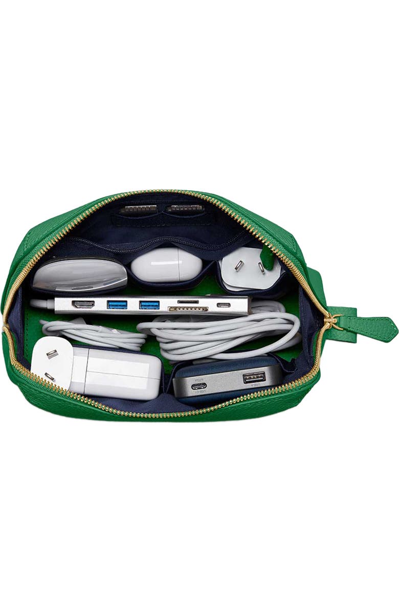 MAISON de SABRÉ Leather Tech Pouch, Alternate, color, Emerald Green