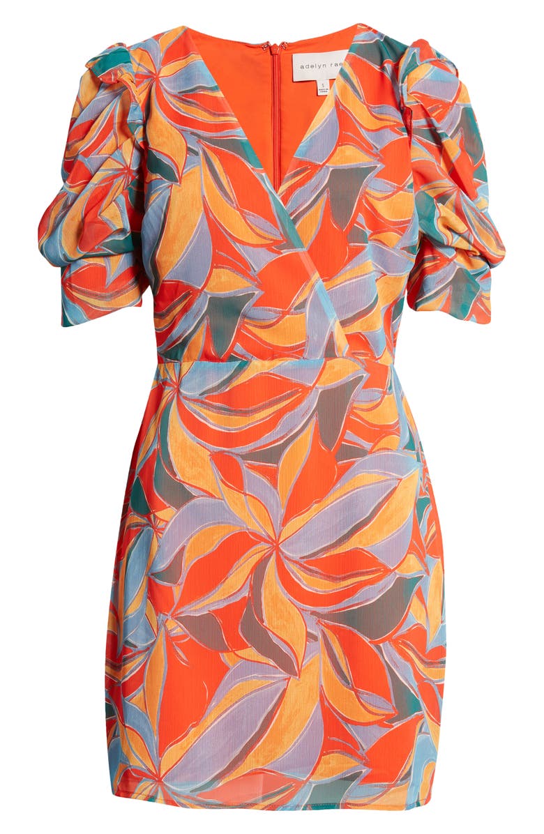 adelyn rae orange dress Floral Front Slit Slip Dress