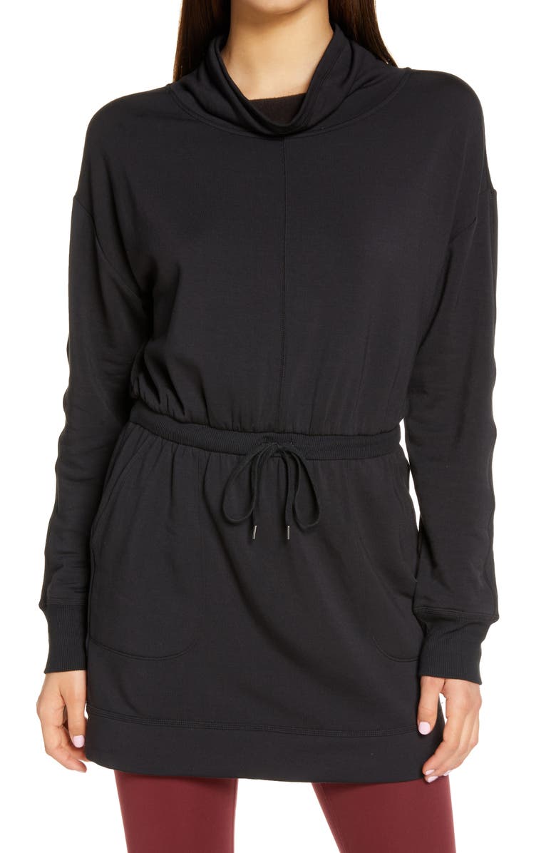 Zella Peaceful Funnel Neck Tie Waist Sweatshirt, Main, color, 