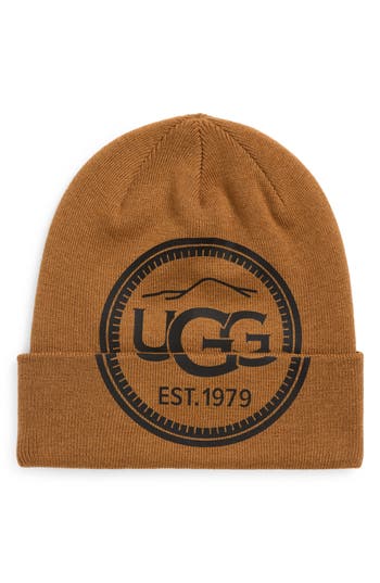 Ugg ® Mountain Logo Beanie In Brown