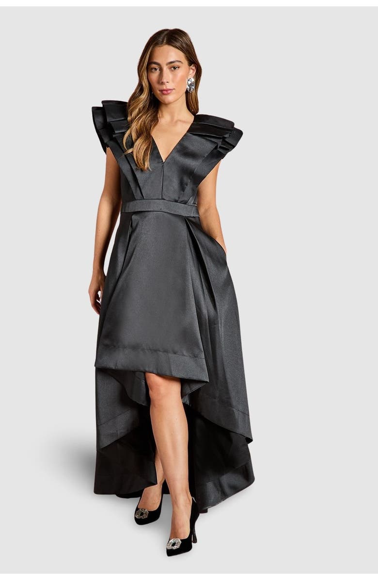 Coast Frill Sleeve V-Neck Midi Dress, Main, color, Black