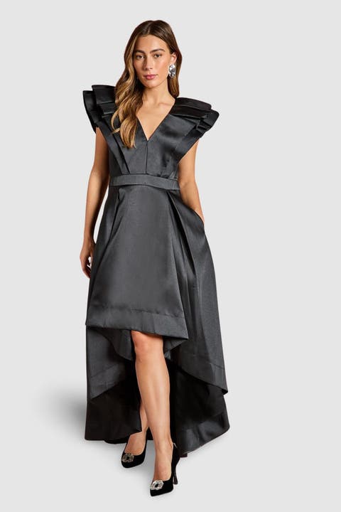 Frill Sleeve V-Neck Midi Dress