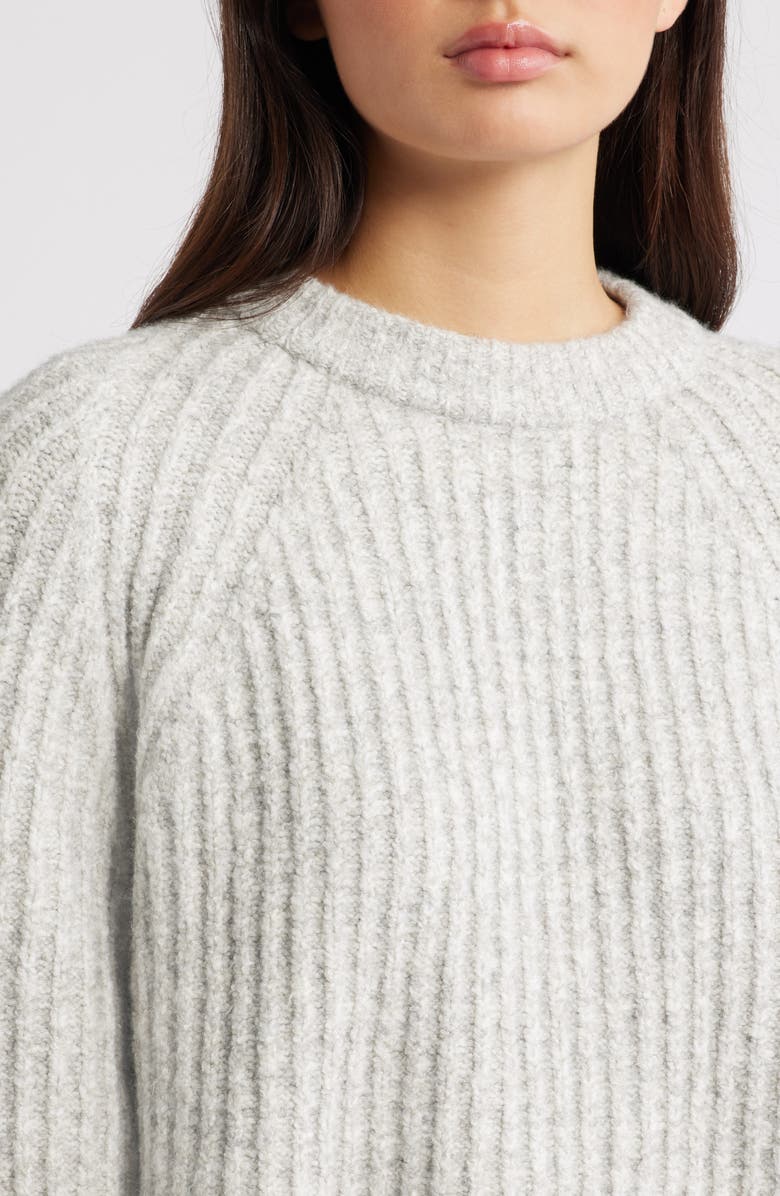 Madewell Rib Cotton Blend Sweater, Alternate, color, Hthr Dusk Grey Marl