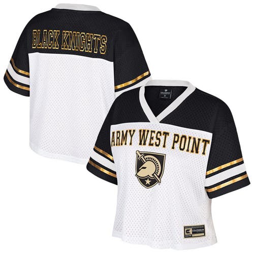 Colosseum White Army Black Knights Treasure Cropped Football Jersey In Multi