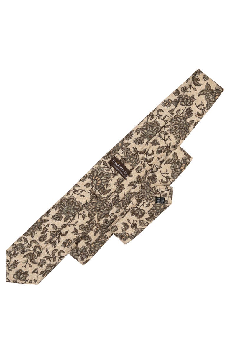 Elizabetta Sartori - Extra Long Printed Silk Tie for Men, Alternate, color, Beige And Sage