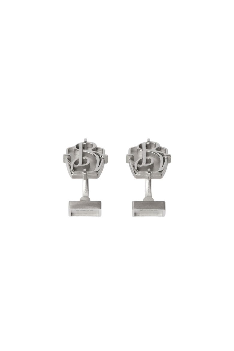 B Charm Cufflinks, Main, color, Silver