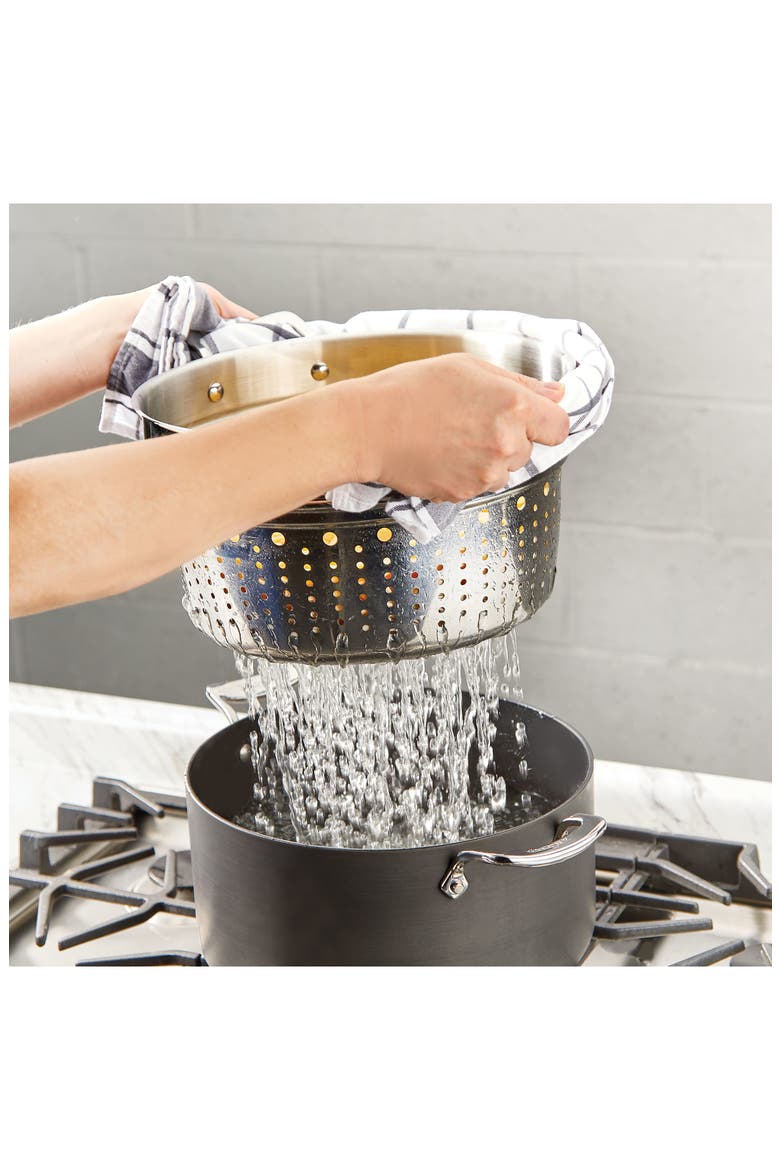 Essentials Steam, Poach & Stew Nonstick 7-Quart Pot with Multipurpose Insert and Lid, Alternate, color, BLACK