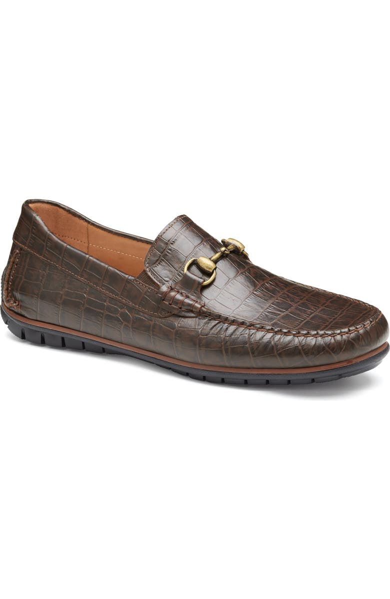 Johnston & Murphy Cort 2.0 Bit Loafer, Main, color, Dark Brown Croc Embossed