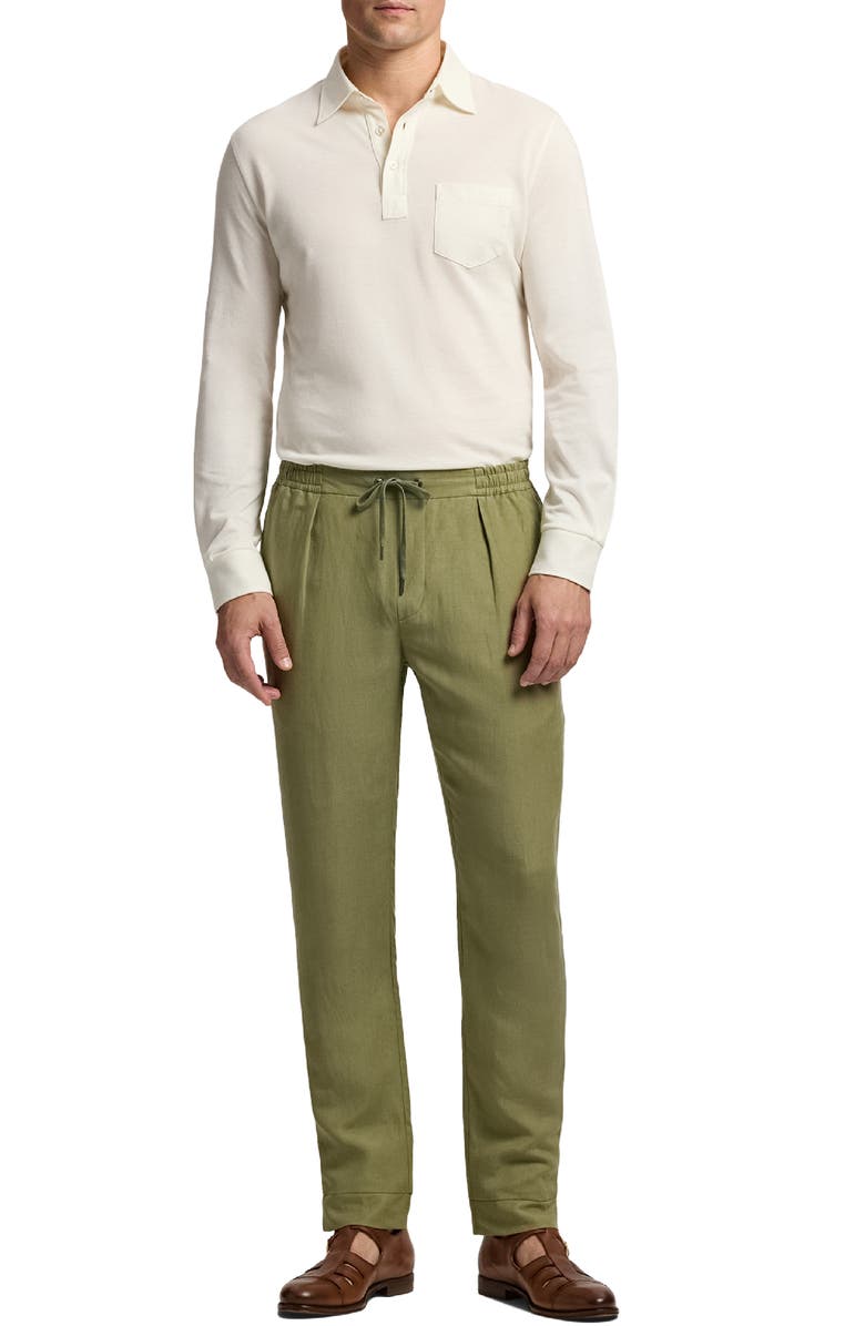 Ralph Lauren Purple Label Dorset Drawstring Silk & Linen Pants, Alternate, color, Fern Green