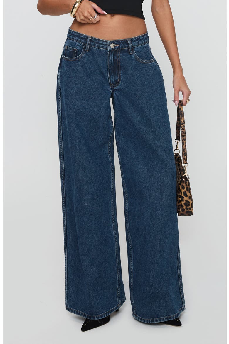 Ramos Low Rise Wide Leg Jeans, Main, color, DARK BLUE WASH