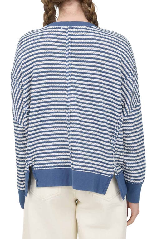 Blu Pepper Stripe Cotton Blend Sweater In Blue