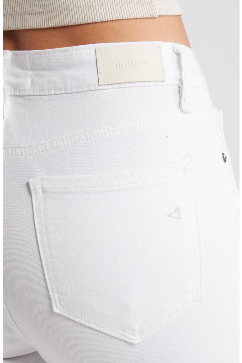 Exposed Button High Waist Fray Hem Skinny Jeans, Alternate, color, WHITE