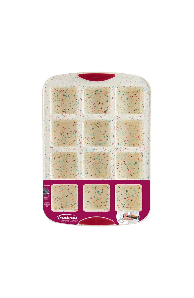 Trudeau Structure Silicone 12 Cavity Mini Brownie Pan, Confetti/Fuchsia, Alternate, color, 