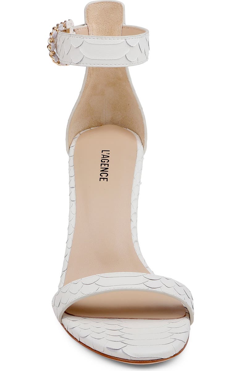 L'AGENCE Gisele Ankle Strap Sandal, Alternate, color, White Snake