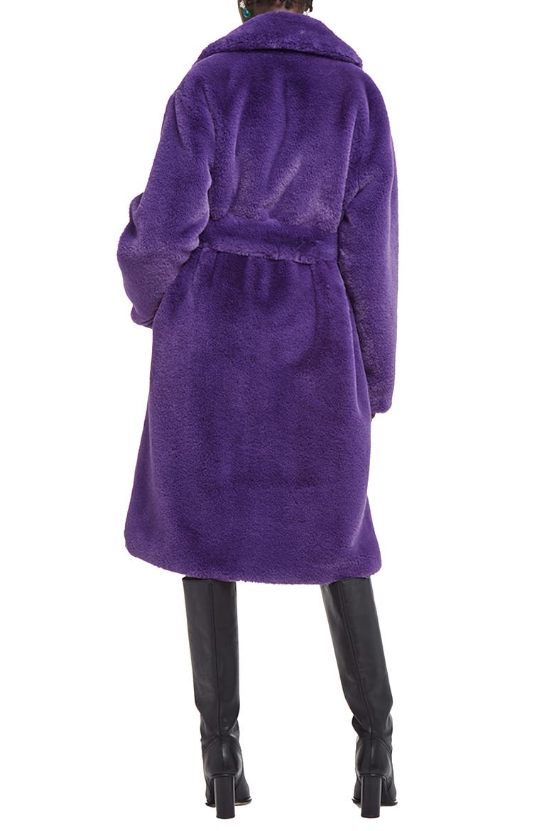 Mona Belted Faux Fur Coat, Alternate, color, ELECTRIC PURPLE