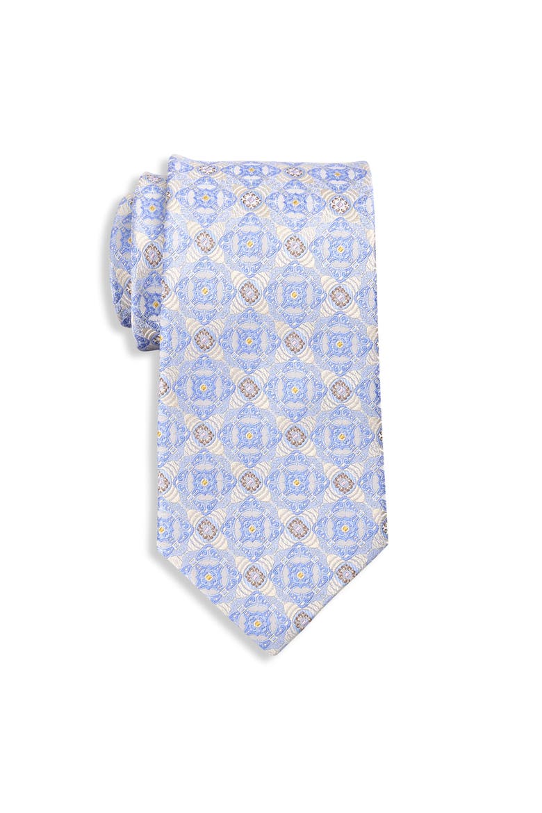 Big & Tall Vintage Medallion Silk Tie, Main, color, LT BLUE