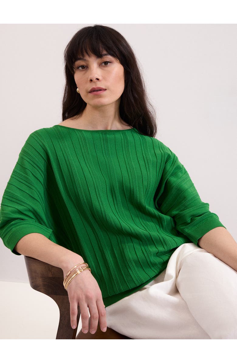 Phase Eight Cristine 3/4 Sleeve Rib Jumper, Alternate, color, Green
