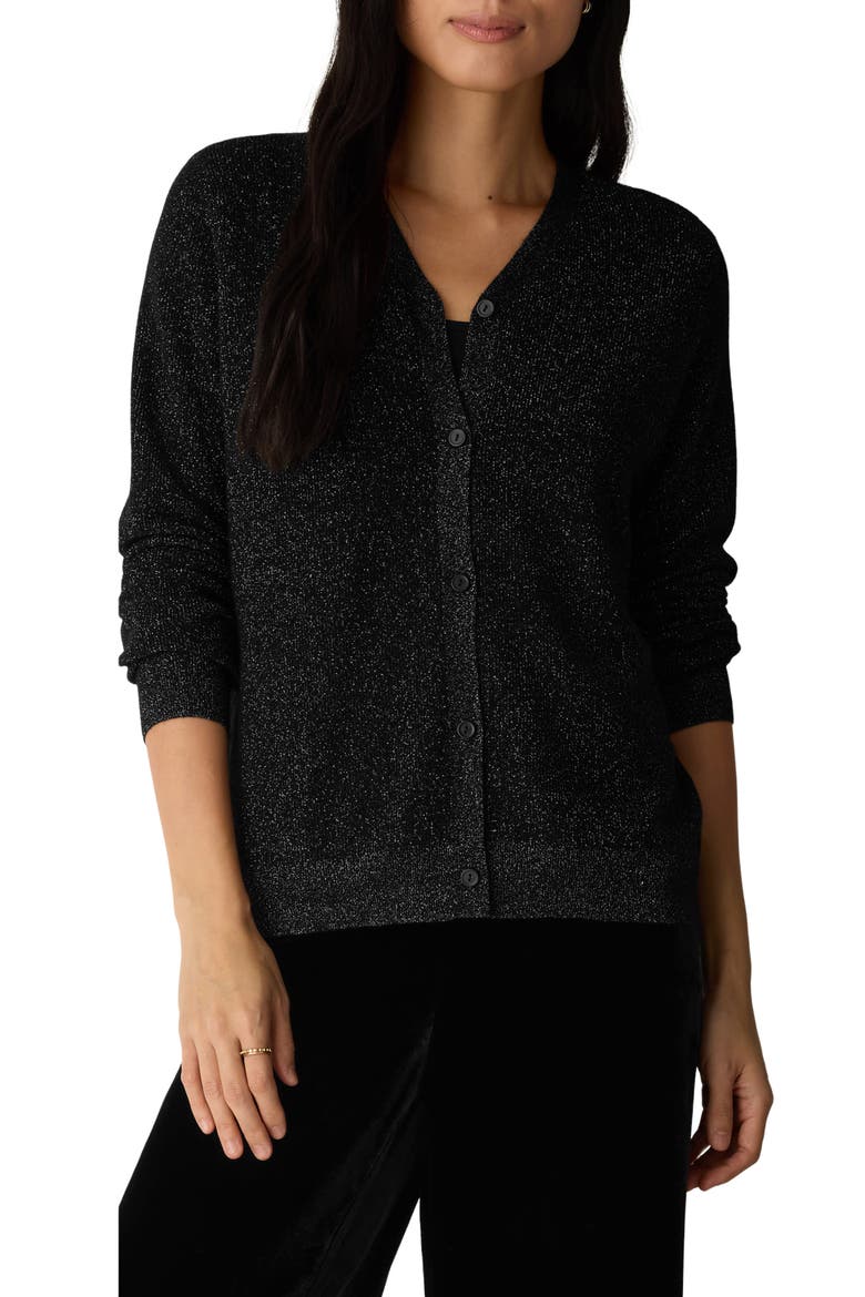 V-Neck Cardigan, Main, color, BLACK