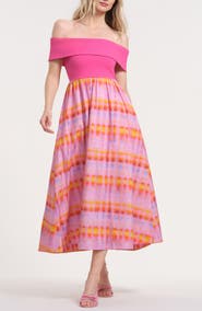 Isaac Mizrahi New York Off the Shoulder Midi Dress