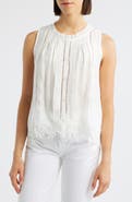 Bobeau Pleated Lace Sleeveless Top