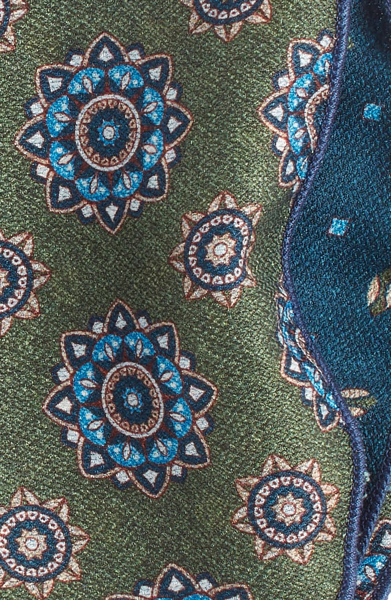 EDWARD ARMAH Medallion & Neat Print Reversible Silk Pocket Circle, Alternate, color, 