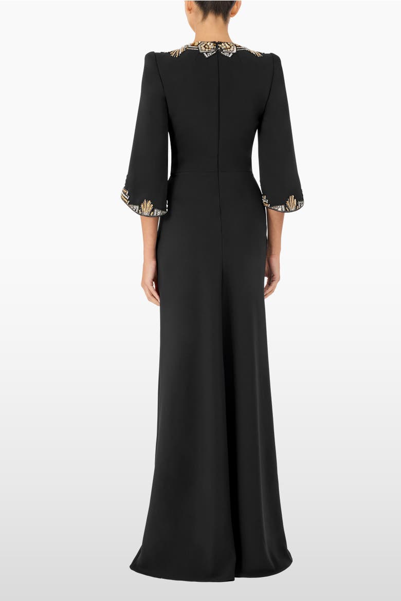 Ice Cascade Embellished Dress, Alternate, color, Liquorice