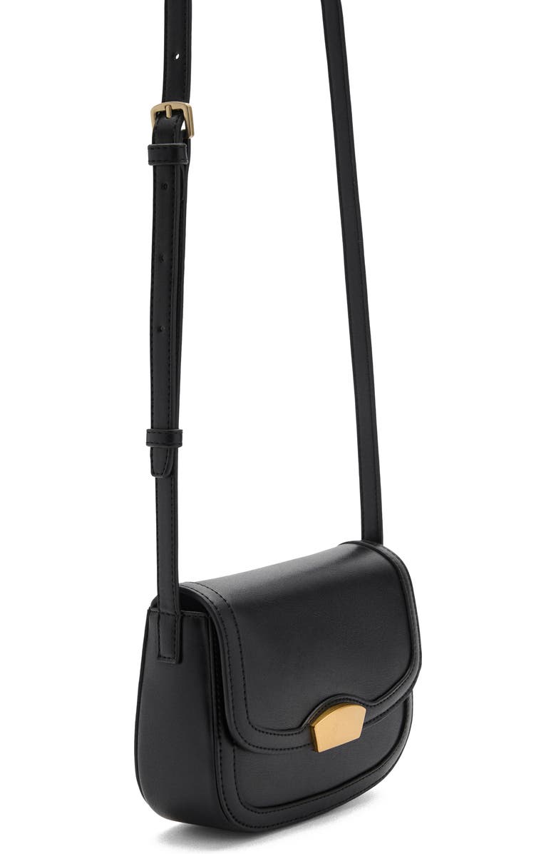 MANGO Faux Leather Flap Crossbody Bag, Main, color,