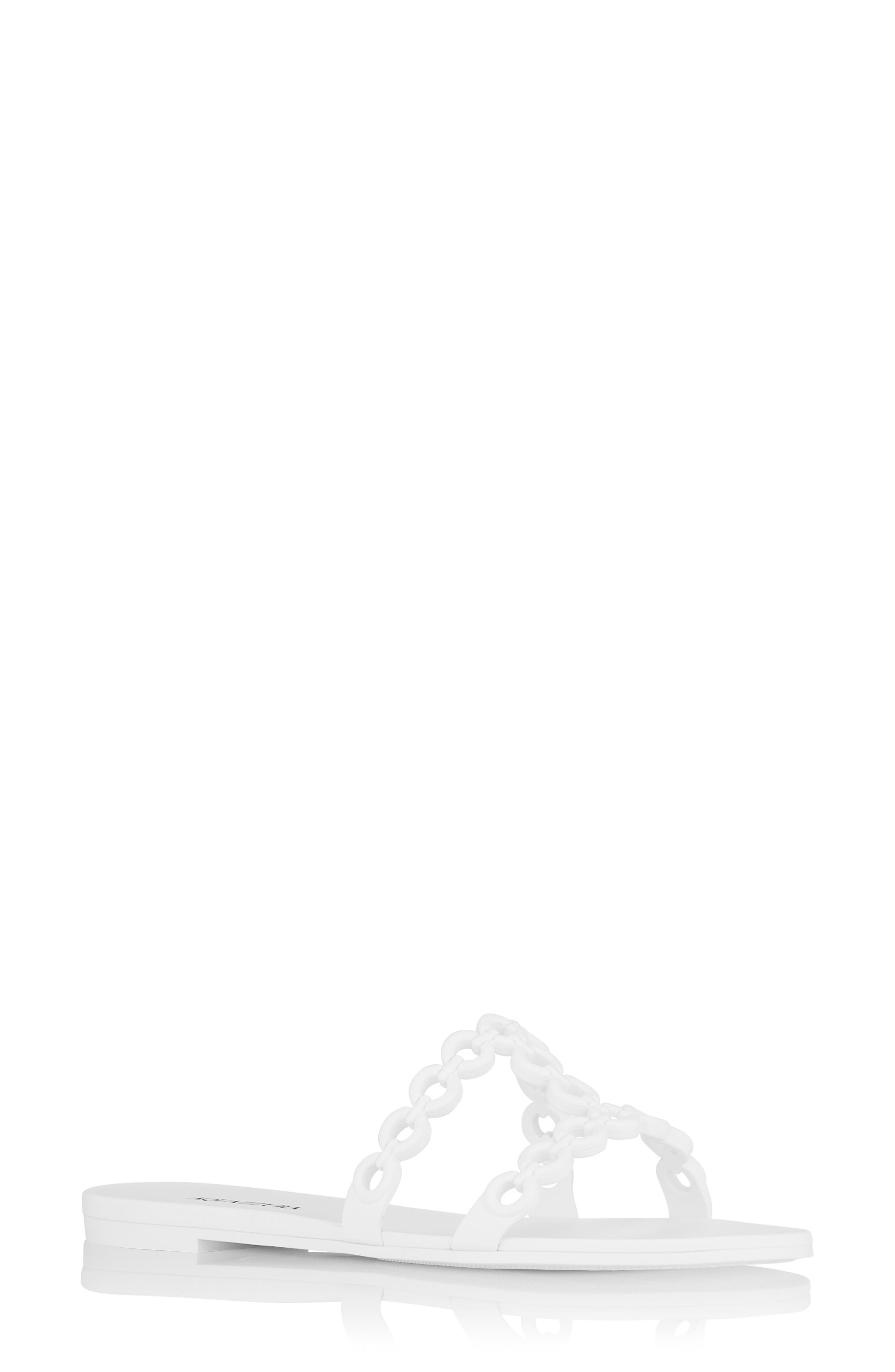 Aquazzura Infinity Chain Jelly Slide Sandal, Main, color, White