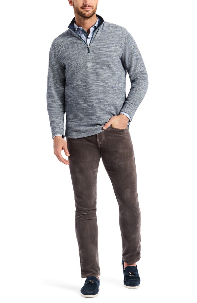 Robert Graham Ledson Space Dye Cotton Quarter Zip Top, Alternate, color, Navy