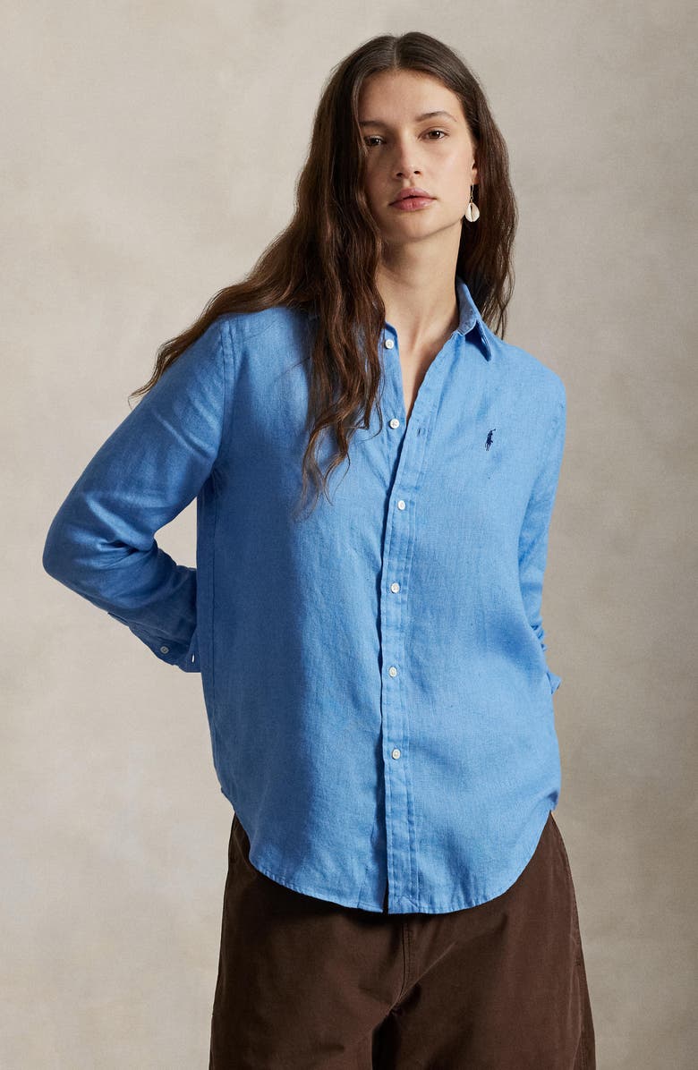Polo Ralph Lauren Classic Fit Linen Button-Up Shirt, Alternate, color, Blue