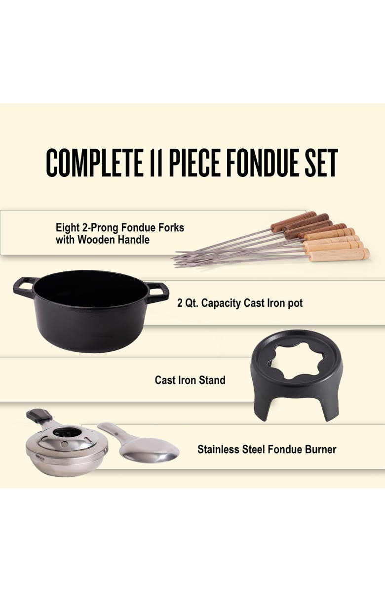 Alva Nori 2 Qt Enameled Cast Iron Fondue Set, Alternate, color, Black
